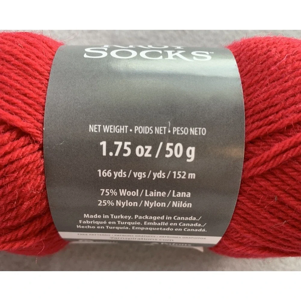 Yarnspirations Patons Kroy Socks Yarn Red NEW